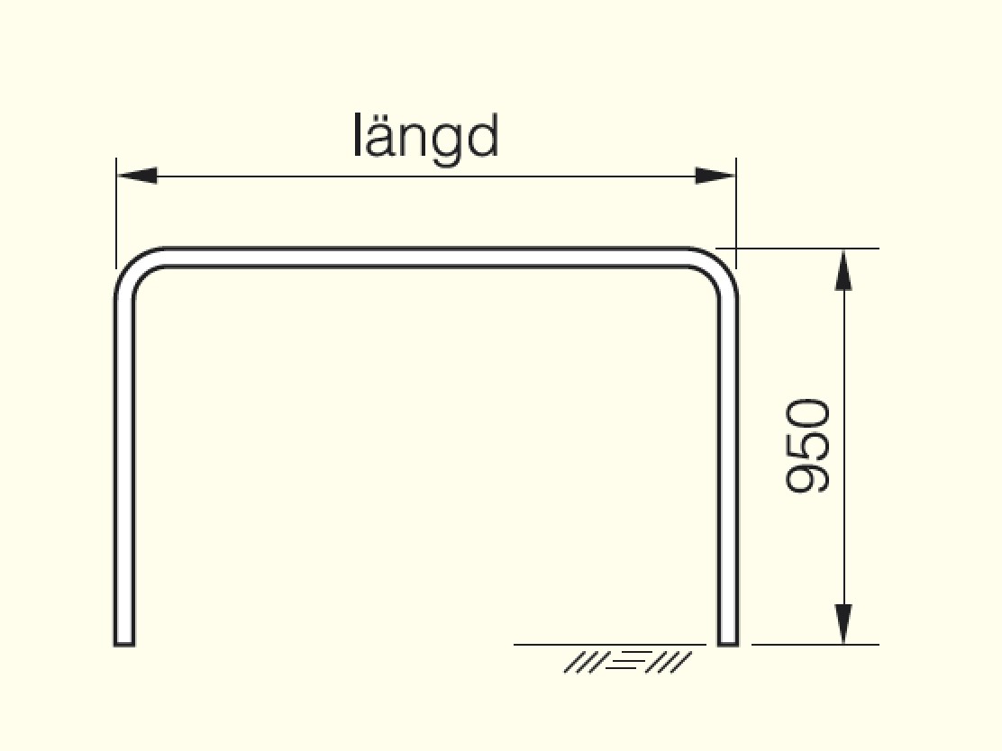 Bågräcke ø42 Typ A, 1480x950 mm, utan mellanliggare