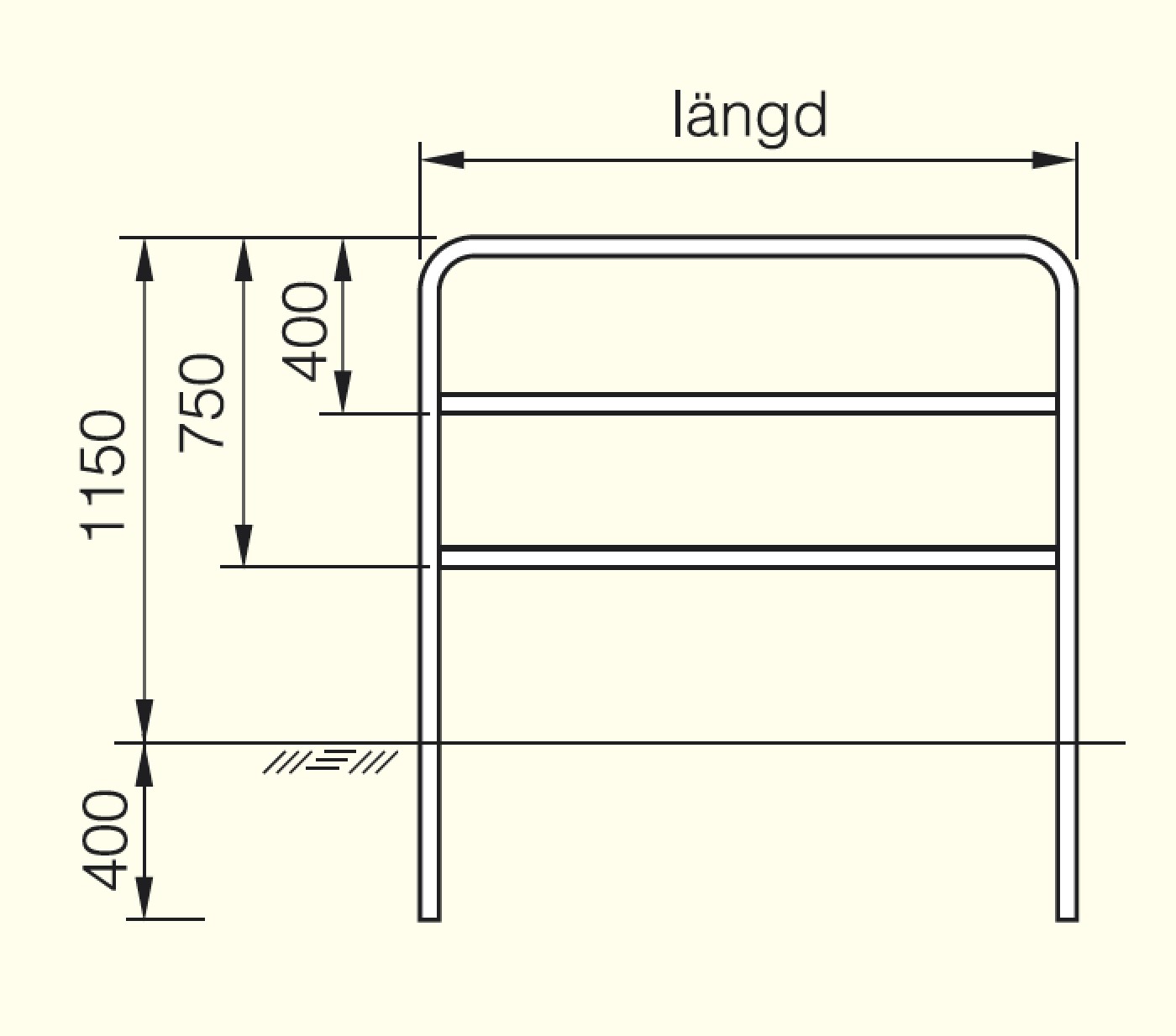 Bågräcke 48DM, 3000x1550 mm